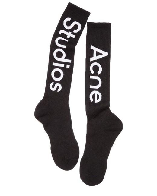 Acne Black Logo Intarsia Socks for men
