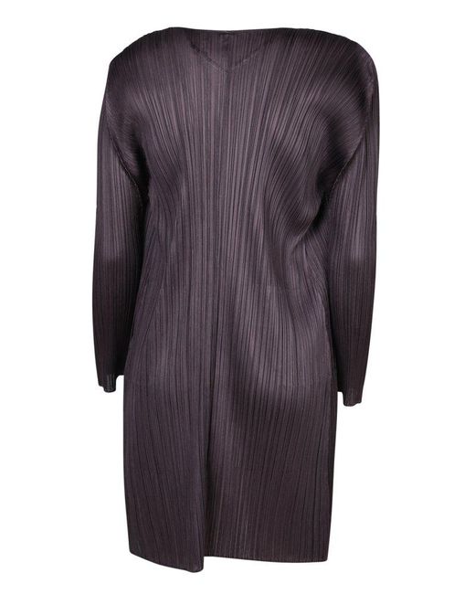Pleats Please Issey Miyake Blue Pleats Please By Issey Miyake Pleated Open-front Coat