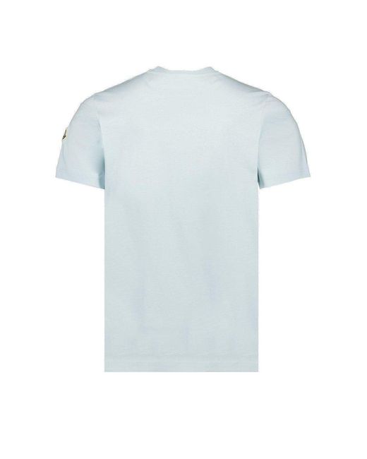 Moncler Blue Logo Flocked Crewneck T-shirt for men