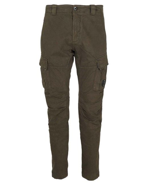 C P Company Green Stretch Sateen Cargo Pants for men