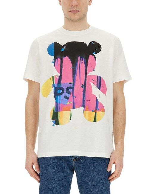 PS by Paul Smith White "Teddy" T-Shirt for men