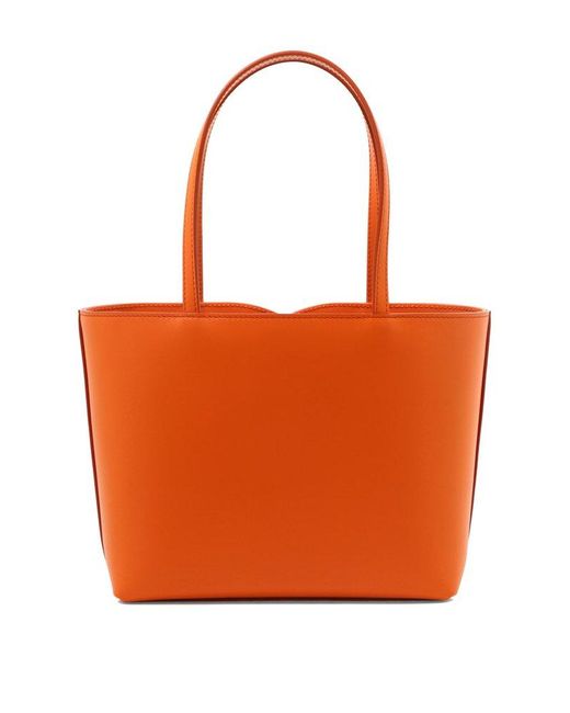 Dolce & Gabbana Orange Dg Logo Leather Tote
