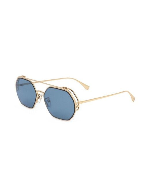 Fendi Blue Geometric Frame Sunglasses