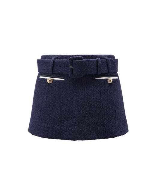Self-Portrait Blue Boucle Skort