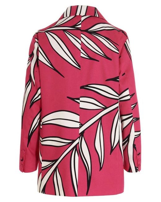 Rochas Red Botanical Print Blazer Jacket