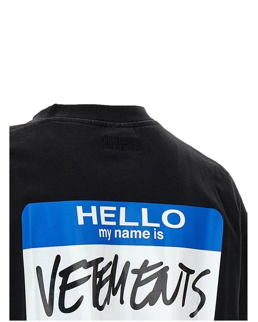 VETEMENTS My Name Sticker ロゴ コットン Tシャツ 人気 VETEMENTS MENS T-SHIRT LOGO DESIGN 
