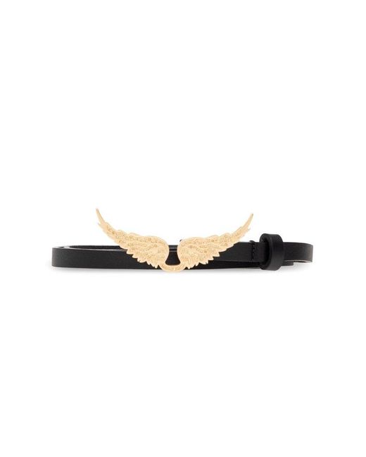 Zadig & Voltaire Black Wings-buckle Embellished Belt