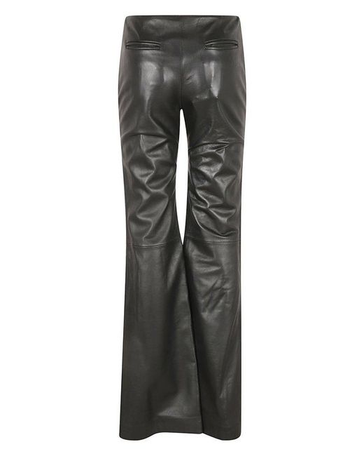 Alberta Ferretti Gray Slim Fit Leather Trousers