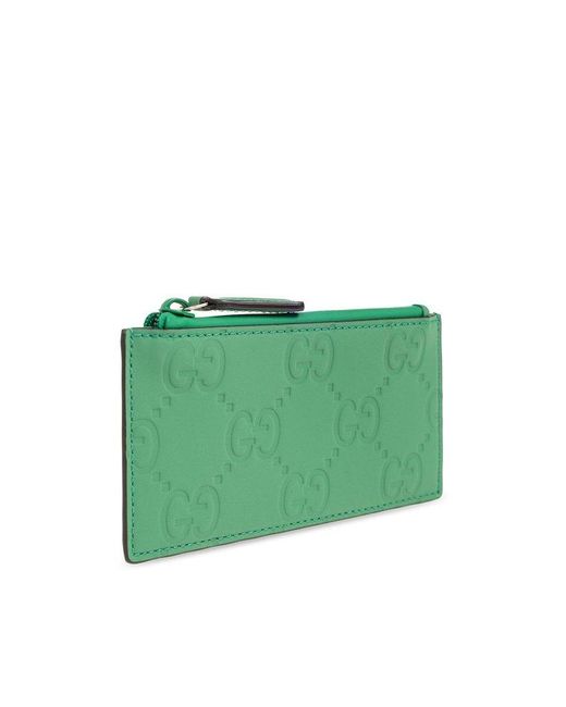 Gucci Green Monogrammed Card Case, for men