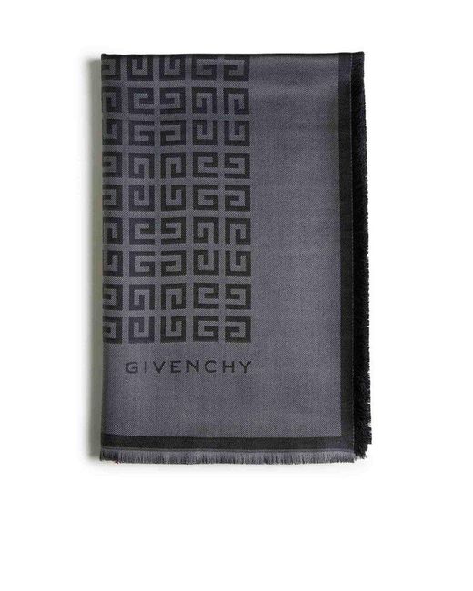Givenchy Blue 4g Silk And Wool Shawl
