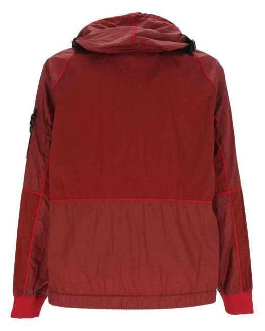 Stone Island Red Zip Up Hooded Jacket for men