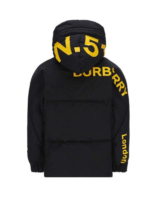 Burberry Black Logo Printed Hooded Puffer Jacket for men