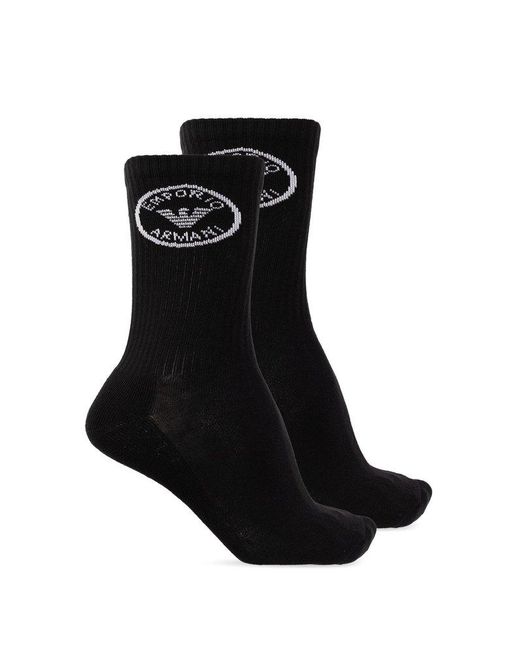 Emporio Armani Branded Socks 2-pack in Black for Men | Lyst Canada