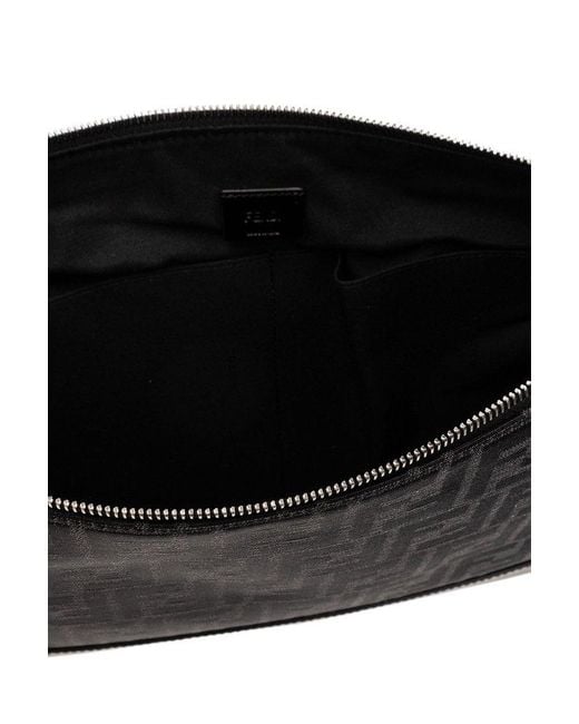 Fendi Black Ff Motif Medium Clutch Bag for men