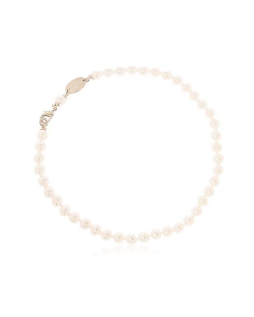 DSquared² White Logo Charm Pearl Choker Necklace for men
