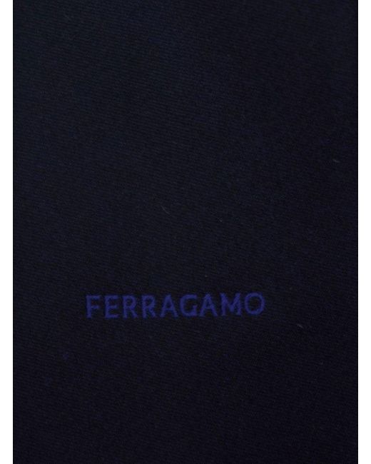Ferragamo Blue Tie With Logo Embroidery for men