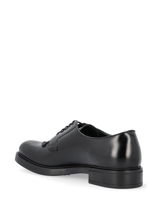 Prada Triangle-logo Derby Lace-up Shoes in Black for Men | Lyst