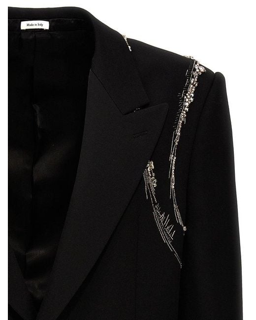 Alexander McQueen Black Crystal Harness Blazer for men