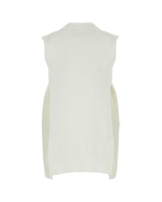 Sacai White Sleeveless Knit Mini Dress