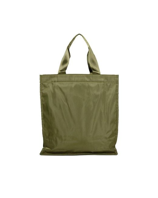 MSGM Green Logo Printed Top Handle Bag for men