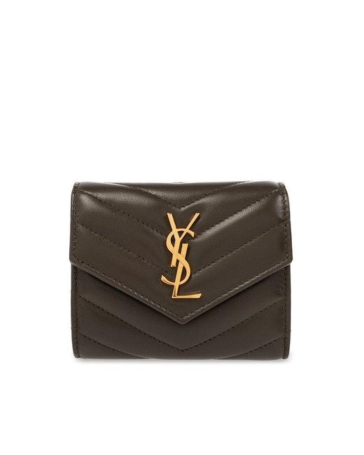 Saint Laurent Quilted Leather Trifold Wallet - Beige - One Size