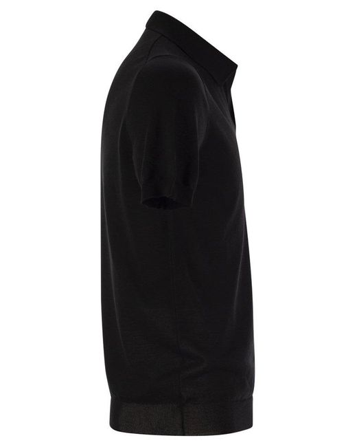Tagliatore Black Basic Short-Sleeved Cotton Polo Shirt for men