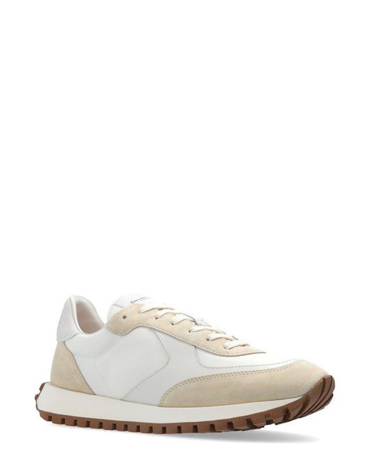 Gianvito Rossi White Gravel Panelled Lace-Up Sneakers