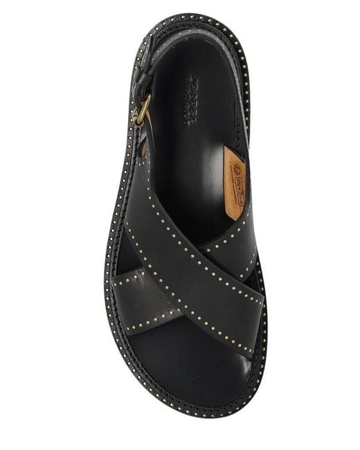 Isabel Marant Black Stud-embellished Crossover Straps Sandals