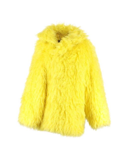 Balenciaga Cotton Faux Fur Jacket in Yellow - Save 1% - Lyst
