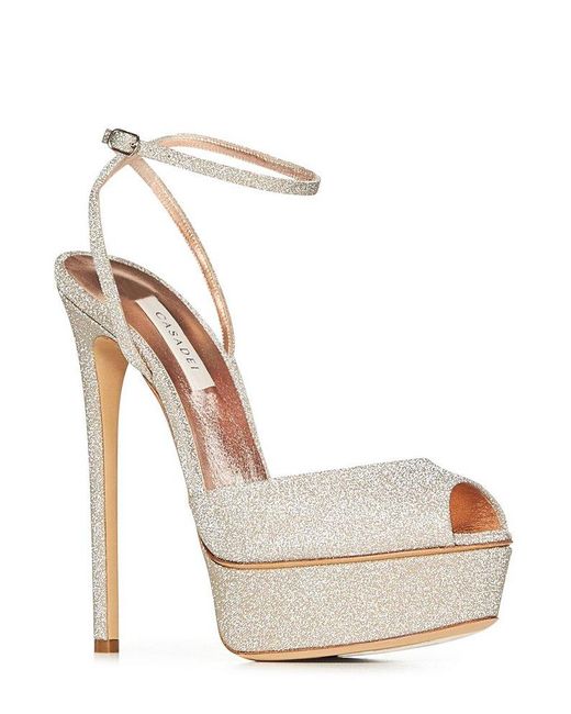 Casadei White Flora Solar Eclipse Platform Sandals