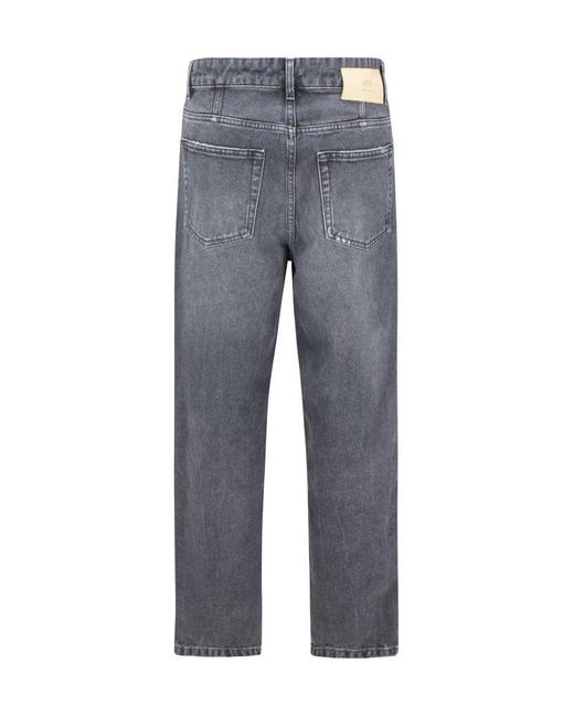 AMI Gray Paris Belt-looped Mid-rise Jeans for men