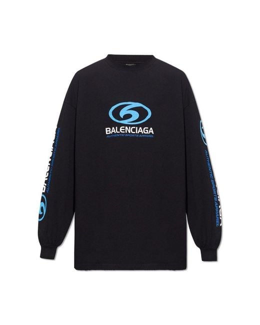 Balenciaga Blue Logo Printed Crewneck Sweatshirt for men
