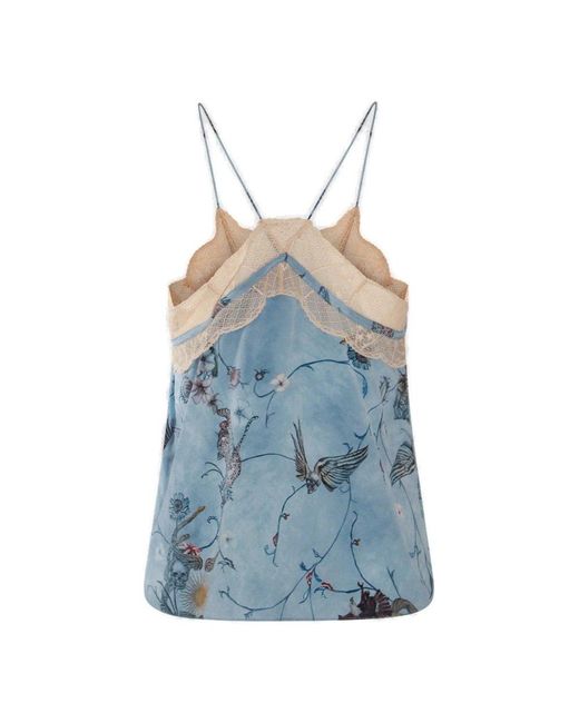 Zadig & Voltaire Blue Christy Holly Silk Tank Top