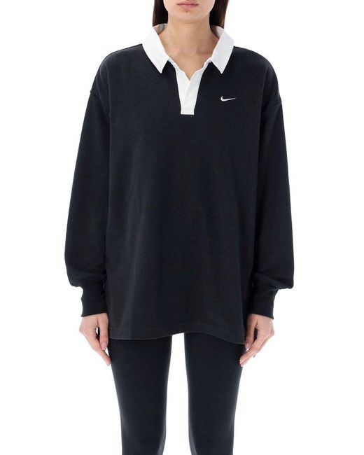 Nike Blue Sportswear Essential Oversized Long-sleeved Polo Shirt