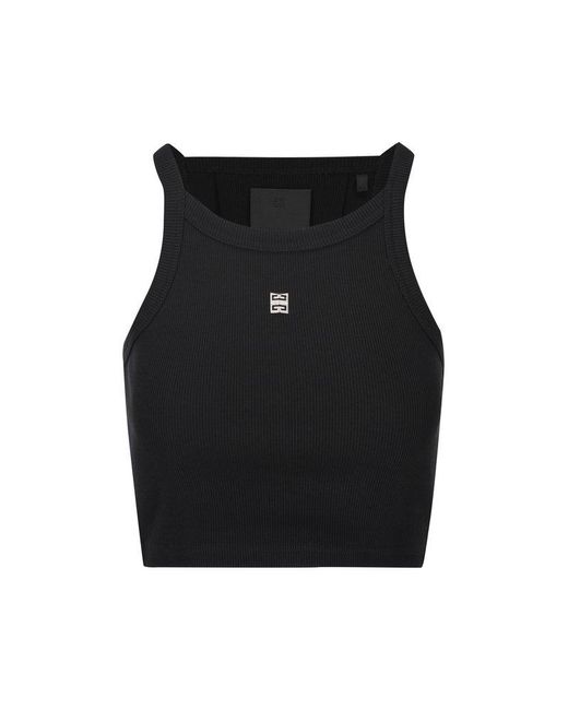 Givenchy Black 4g Plaque Cropped Tank Top