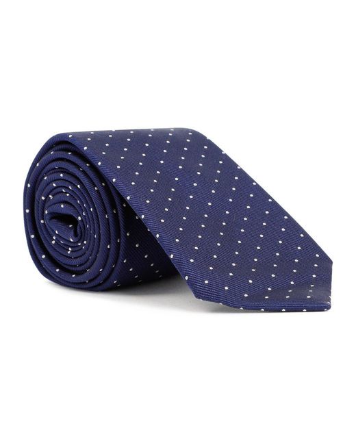 Mens Accessories Ties Giorgio Armani Logo-embroidered Silk Tie in Blue for Men 