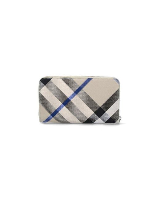 Burberry Gray Check Bi-fold Wallet for men