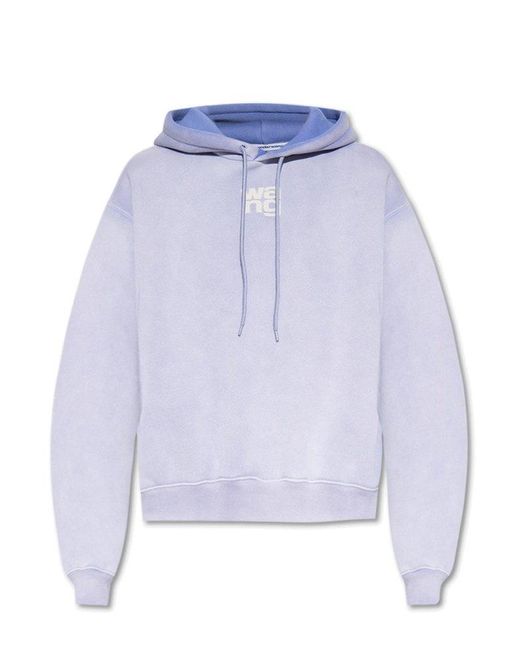 T By Alexander Wang Blue Hoodie With Logo