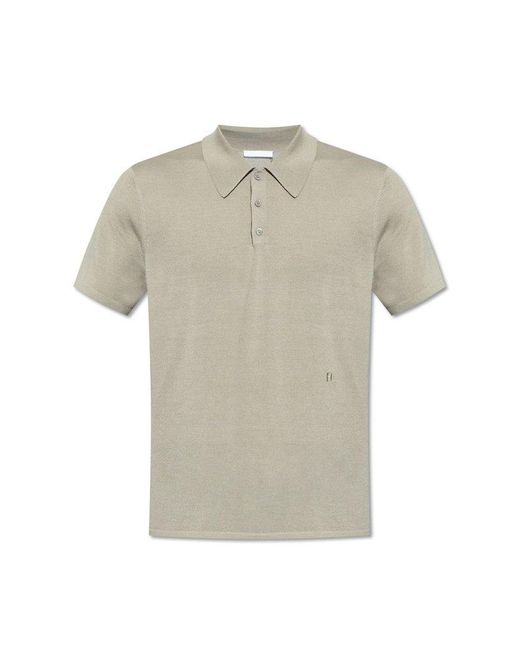 Helmut Lang Gray Logo Embroidered Polo Shirt for men