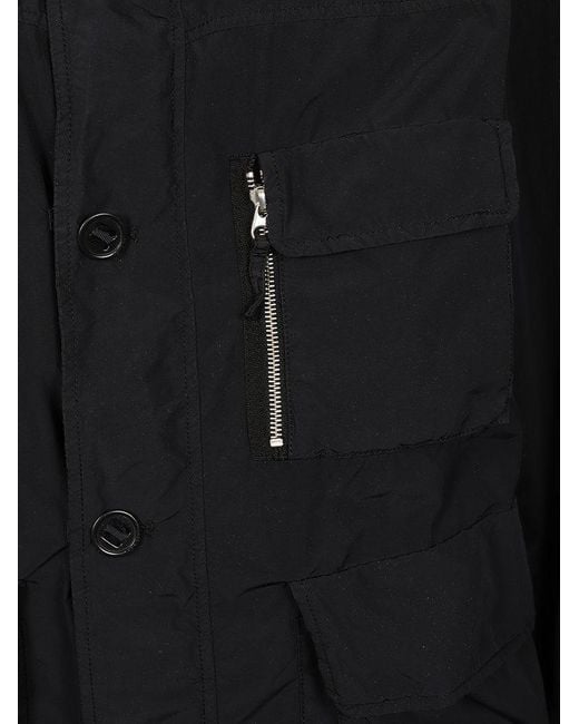 Aspesi Black Long-Sleeved Button-Up Coat for men