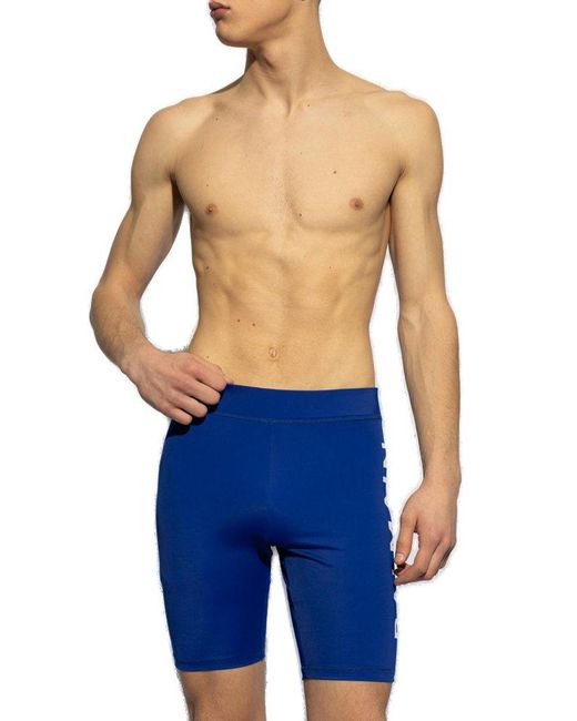 Balmain Blue Logo Printed Swim Shorts for men