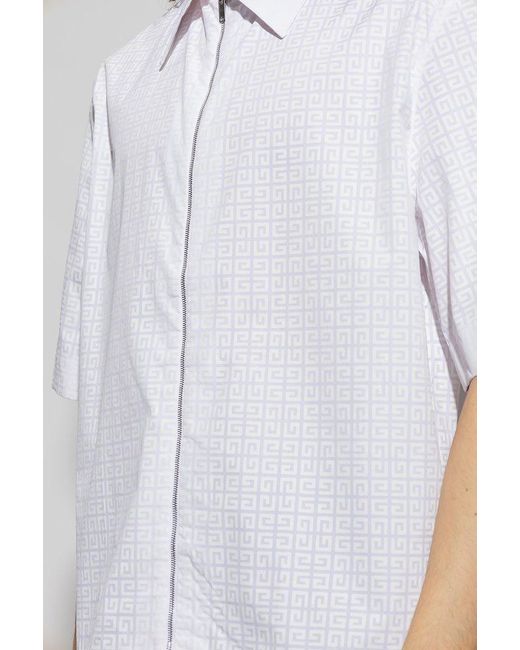 Givenchy White 4g Allover Zip-up Short Sleeved Shirt for men