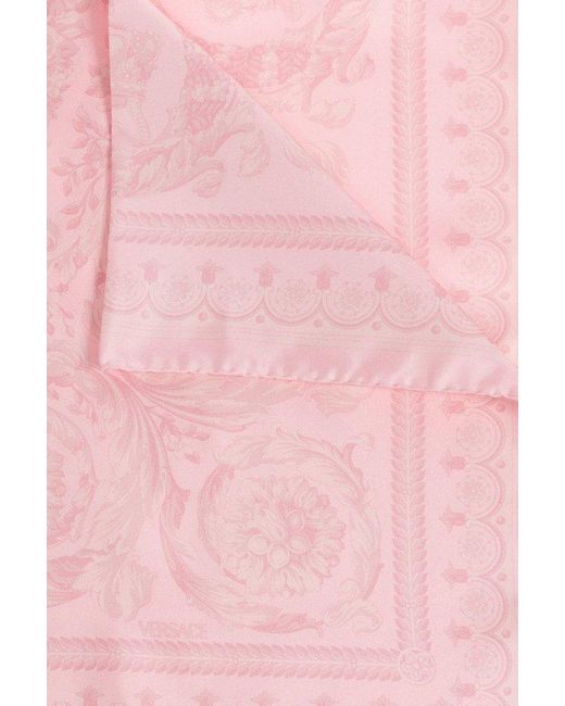 Versace Pink Silk Twill Scarf