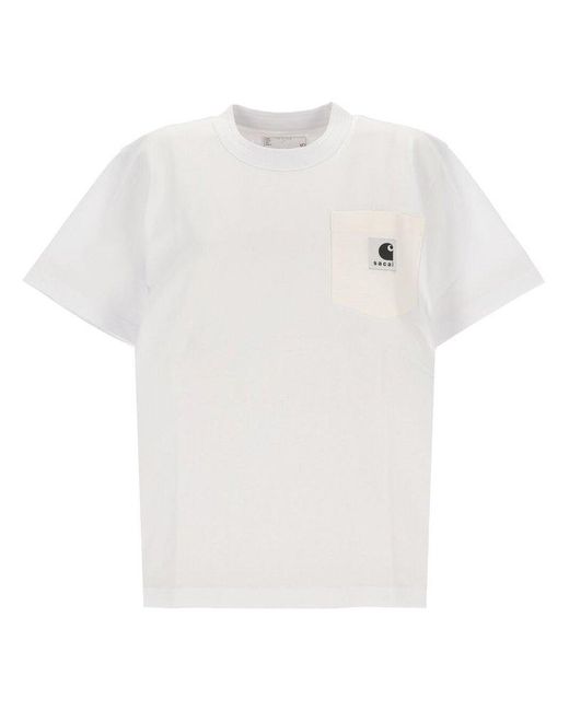 Sacai White X Carhartt Wip Logo Patch Crewneck T-shirt