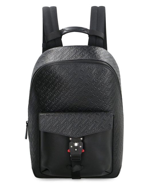 Montblanc Black Logo Embossed Backpack for men