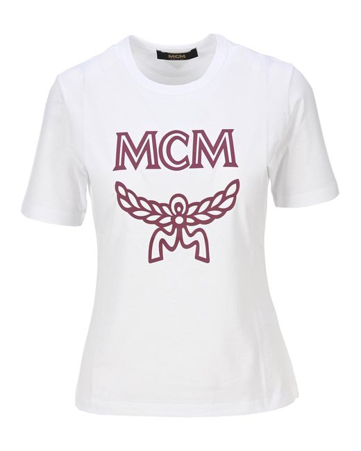 MCM Cotton Logo T-shirt in White - Lyst