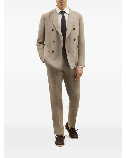 Boglioli Natural Linen Double-Breasted Suit for men