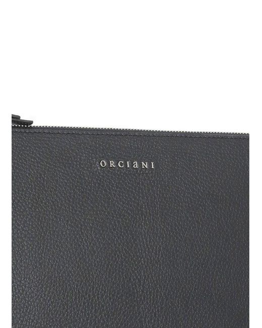 Orciani Black Micron Zipped Laptop Bag for men
