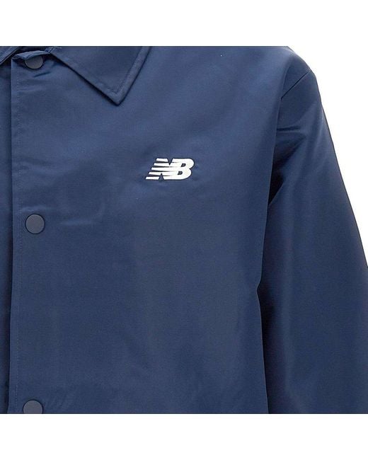New Balance Blue Long-Sleeved Logo Detailed Jacket for men