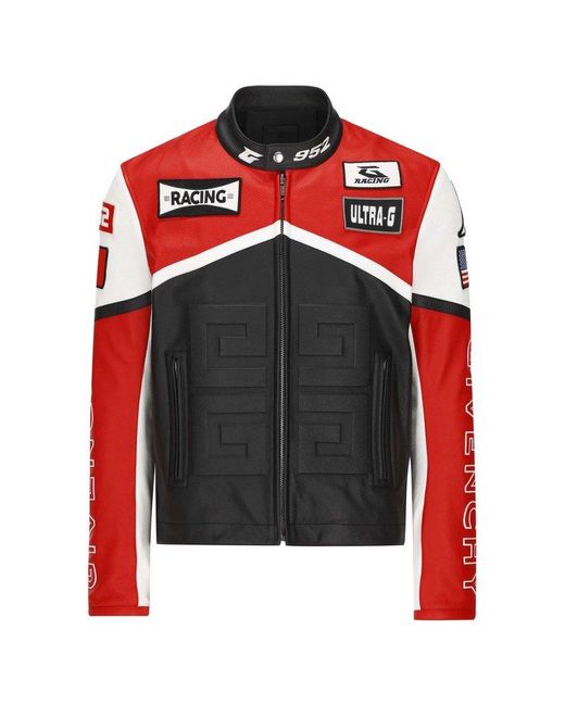 Givenchy Red 4g Motif Biker Jacket for men